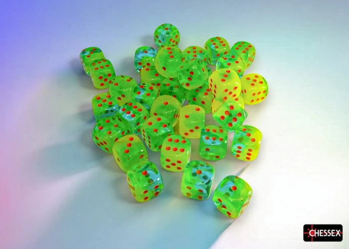 CHX26870-Chessex Gemini Plasma Green-Teal/orange Luminary 12mm D6 Dice Block (36 Dice) 2 CHX26870-Chessex Gemini Plasma Green-Teal/orange Luminary 12mm D6 Dice Block (36 Dice) - Image 2