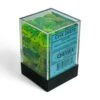 CHX26870-Chessex Gemini Plasma Green-Teal/orange Luminary 12mm D6 Dice Block (36 Dice)