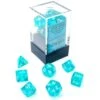 Chessex CHX20385: 7-Die Set Mini Translucent: Teal/White