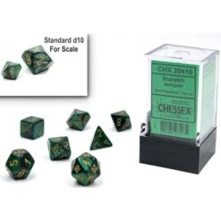 Chessex CHX20415: 7-Die Set Mini Scarab: Jade/Gold