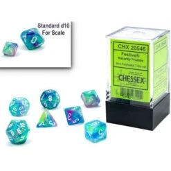 Chessex CHX20546: 7-Die Set Mini Festive: Waterlily/White