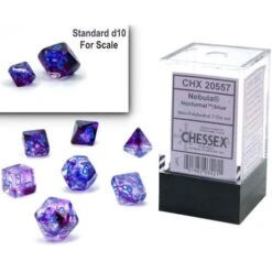 Chessex CHX20557: 7-Die Set Mini Nebula Luminary: Nocturnal/Blue