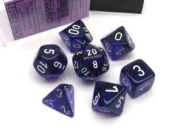 CHX23077 - Chessex 7 Die Set Transparent Purple/White