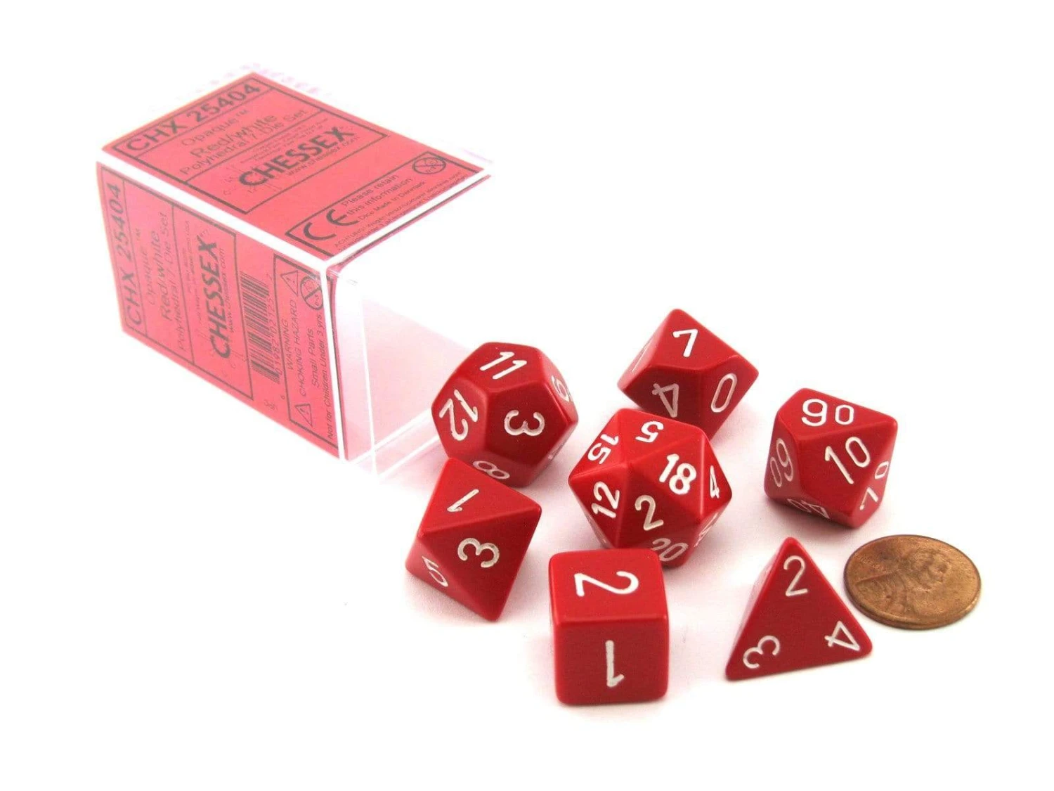 CHX25404 - Chessex 7 Die Set Red / White Opaque 1 CHX25404 - Chessex 7 Die Set Red / White Opaque