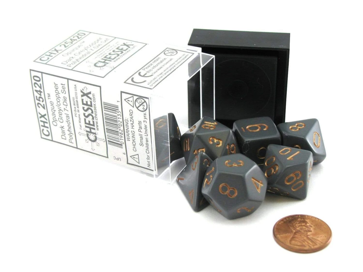 CHX25420 - Chessex 7 Die Set Opaque Dark Grey/Copper 1 CHX25420 - Chessex 7 Die Set Opaque Dark Grey/Copper