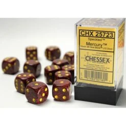 CHX25723 - Chessex 16mm Set Of 12 D6 Speckled Mercury