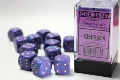 CHX25747 - Chessex 16mm Set Of 12 D6 Speckled Silver Tetra