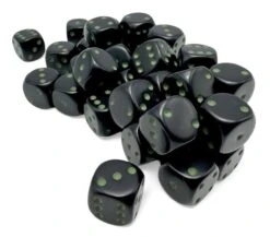 Chessex CHX25858 - Opaque: 12mm D6 Black/green Dice Block (36 Dice)