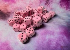 CHX25864 Chessex Dice: Opaque Pastel Pink/black 12mm D6 Dice Block