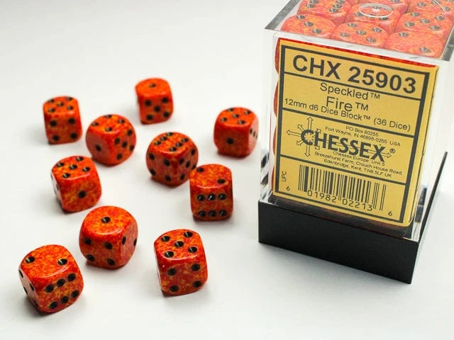 CHX25903 - Chessex 12mm D6 Fire Speckled 1 CHX25903 - Chessex 12mm D6 Fire Speckled