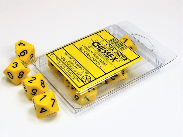 CHX26202 - Chessex Set Of Ten D10 Opaque Yellow / Black 1 CHX26202 - Chessex Set Of Ten D10 Opaque Yellow / Black