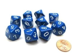 CHX26206 - Chessex Set Of Ten D10 Opaque Blue / White