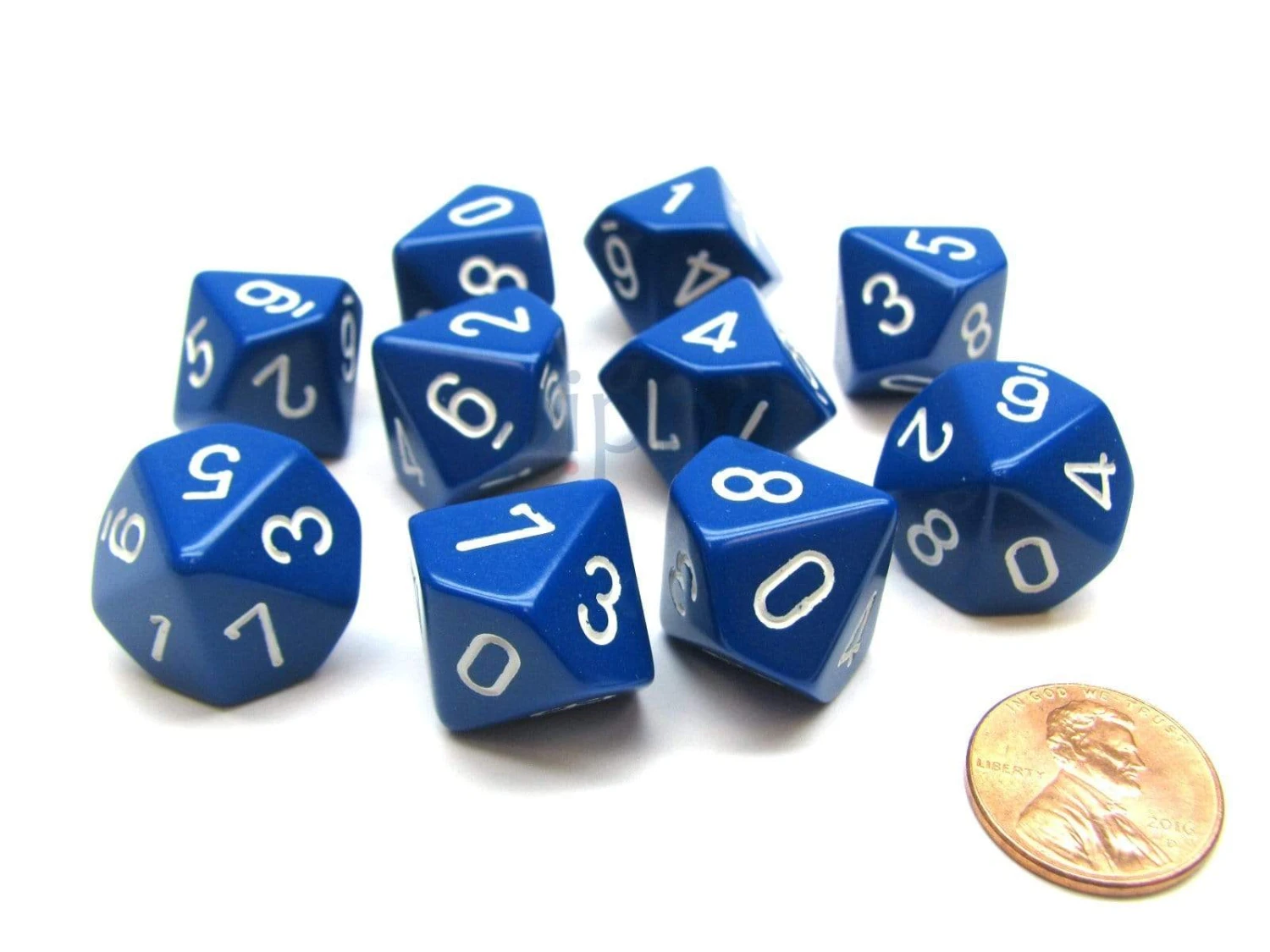 CHX26206 - Chessex Set Of Ten D10 Opaque Blue / White 1 CHX26206 - Chessex Set Of Ten D10 Opaque Blue / White