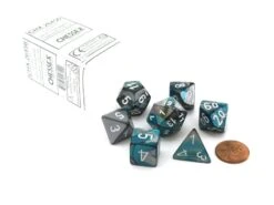 CHX26456 - Chessex 7 Die Set Steel Teal / White Gemini