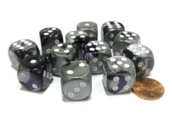 CHX26632 - Chessex 16mm Set Of 12 D6 Purple Steel /White Gemini