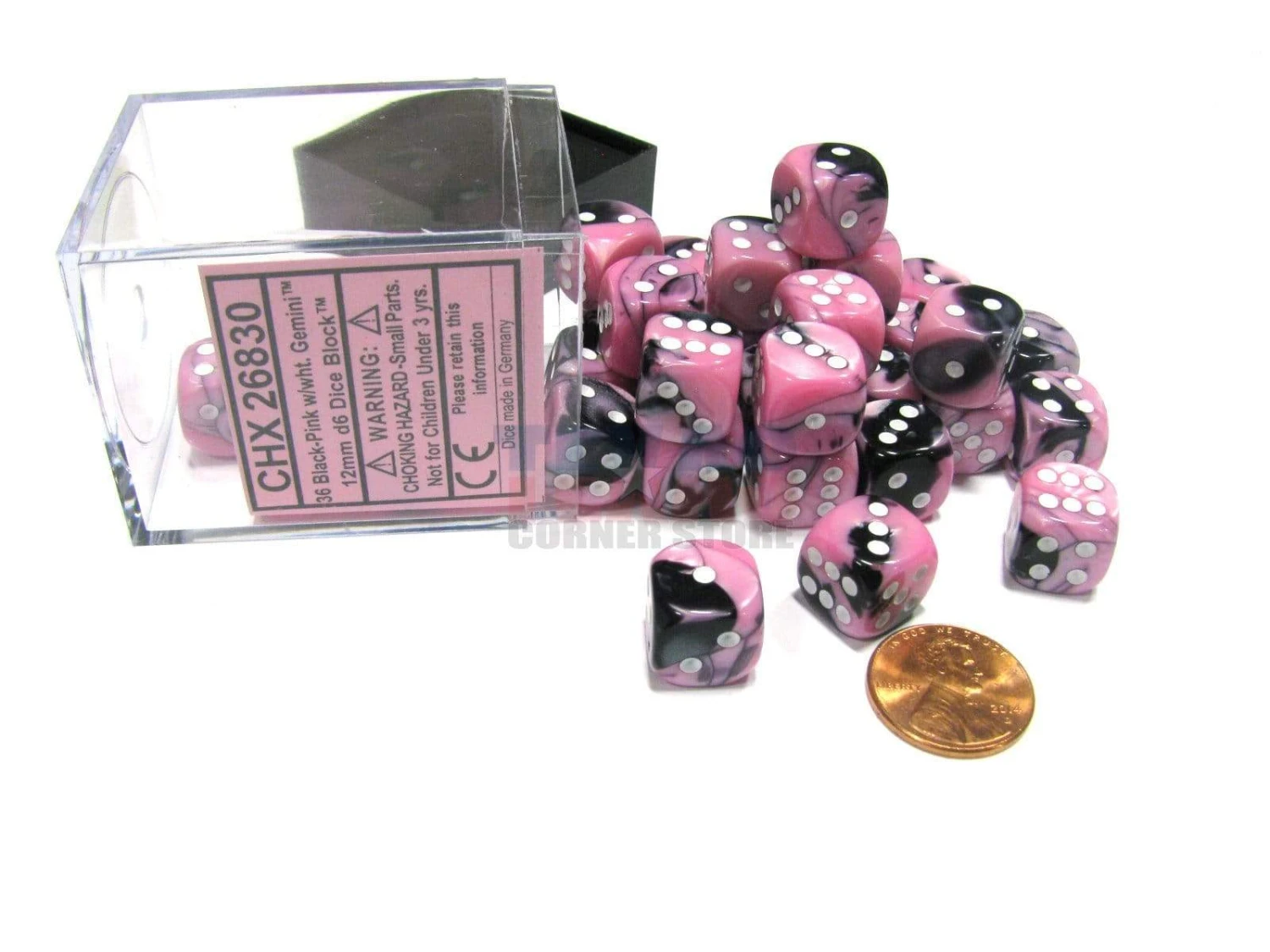 CHX26830 - Chessex 12mm D6 Black Pink/White Gemini 1 CHX26830 - Chessex 12mm D6 Black Pink/White Gemini