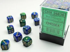 CHX26836 - Chessex 12mm D6 Blue-Green /Gold