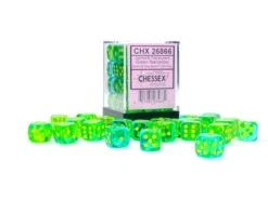 CHX26866 - Chessex 12mm D6 Gemini Translucent Green-Teal/Yellow