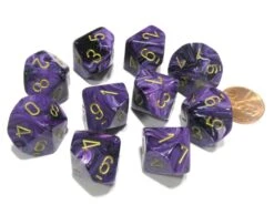 CHX27237 - Chessex Set Of Ten D10 Vortex Purple / Gold