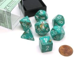 CHX27403 - Chessex 7 Die Set Marble Oxi-Copper/White
