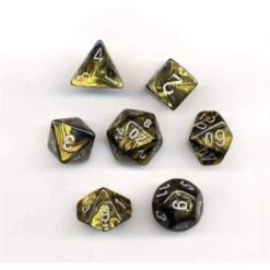 CHX27418 - Chessex 7 Die Set Black-Gold/Silver Leaf