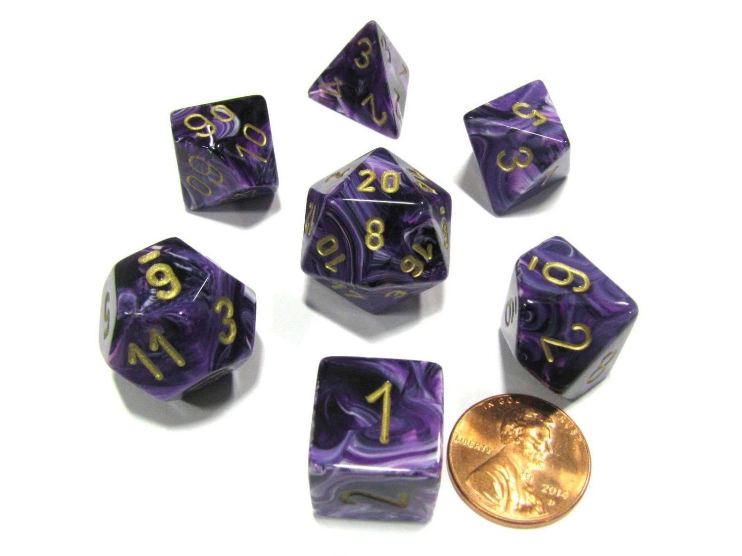 CHX27437 - Chessex 7 Die Set Purple / Gold Vortex 1 CHX27437 - Chessex 7 Die Set Purple / Gold Vortex