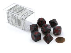 CHX27478 - Chessex 7 Die Set Black/Red Velvet