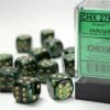 CHX27615 - Chessex 16mm Set Of 12 D6 Scarab Jade/Gold