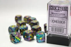 Chessex CHX27650 - Festive Mosaic/yellow 16mm D6 Dice Block (12 Dice)
