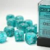 CHX27665 - Chessex 16mm Set Of 12 D6 Cirrus Aqua/Silver