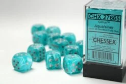 CHX27665 - Chessex 16mm Set Of 12 D6 Cirrus Aqua/Silver