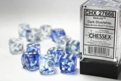 CHX27666 - Chessex 16mm Set Of 12 D6 Nebula Dark Blue/White