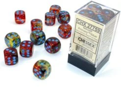 CHX27759 - Chessex 16mm Set Of 12 D6 Nebula Primary/Blue