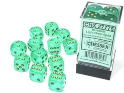 CHX27775 - Chessex 16mm Set Of 12 D6 Borealis Light Green/Gold