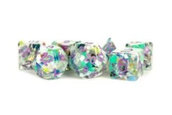 7-Die Set 16mm: Recycled Dice With Purple Numbers