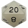 Glow In The Dark Clear 35mm Mega Acrylic D20 Dice