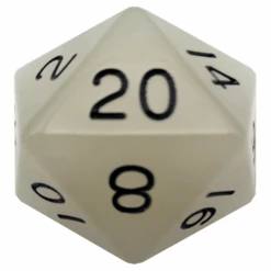 Glow In The Dark Clear 35mm Mega Acrylic D20 Dice