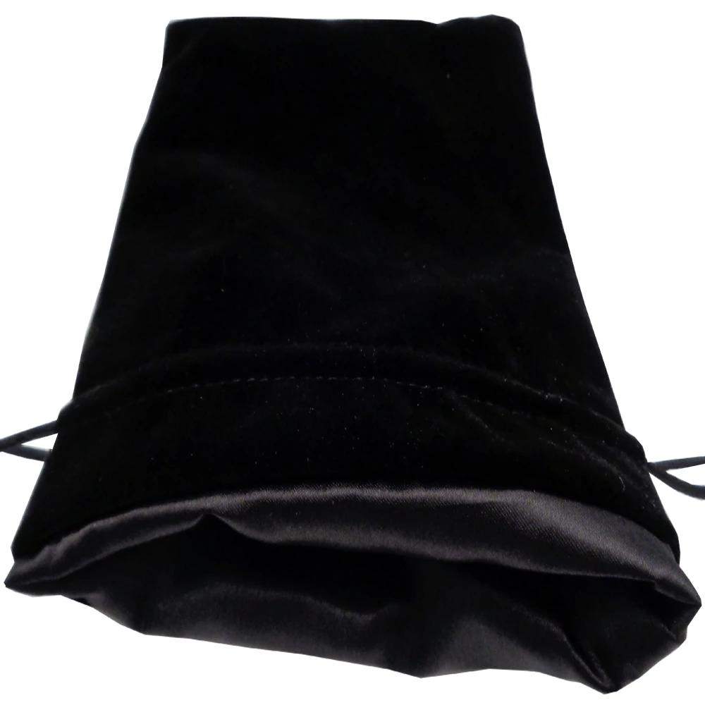 MDG Large Black Velvet Dice Bag With Black Satin - 6"x8" 1 MDG Large Black Velvet Dice Bag With Black Satin - 6"x8"