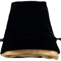 MDG Small Black Velvet Dice Bag With Gold Satin - 4"x6"