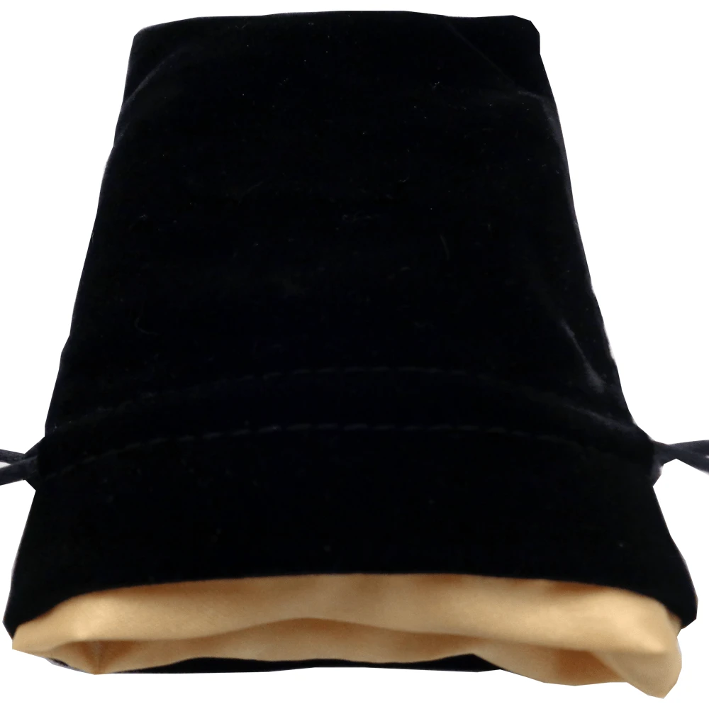 MDG Small Black Velvet Dice Bag With Gold Satin - 4"x6" 1 MDG Small Black Velvet Dice Bag With Gold Satin - 4"x6"