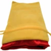 MDG Small Gold Velvet Dice Bag With Red Satin - 4"x6"