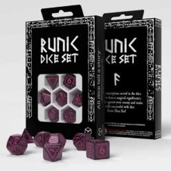 Runic Dice Set: Shimmering Black & Magenta