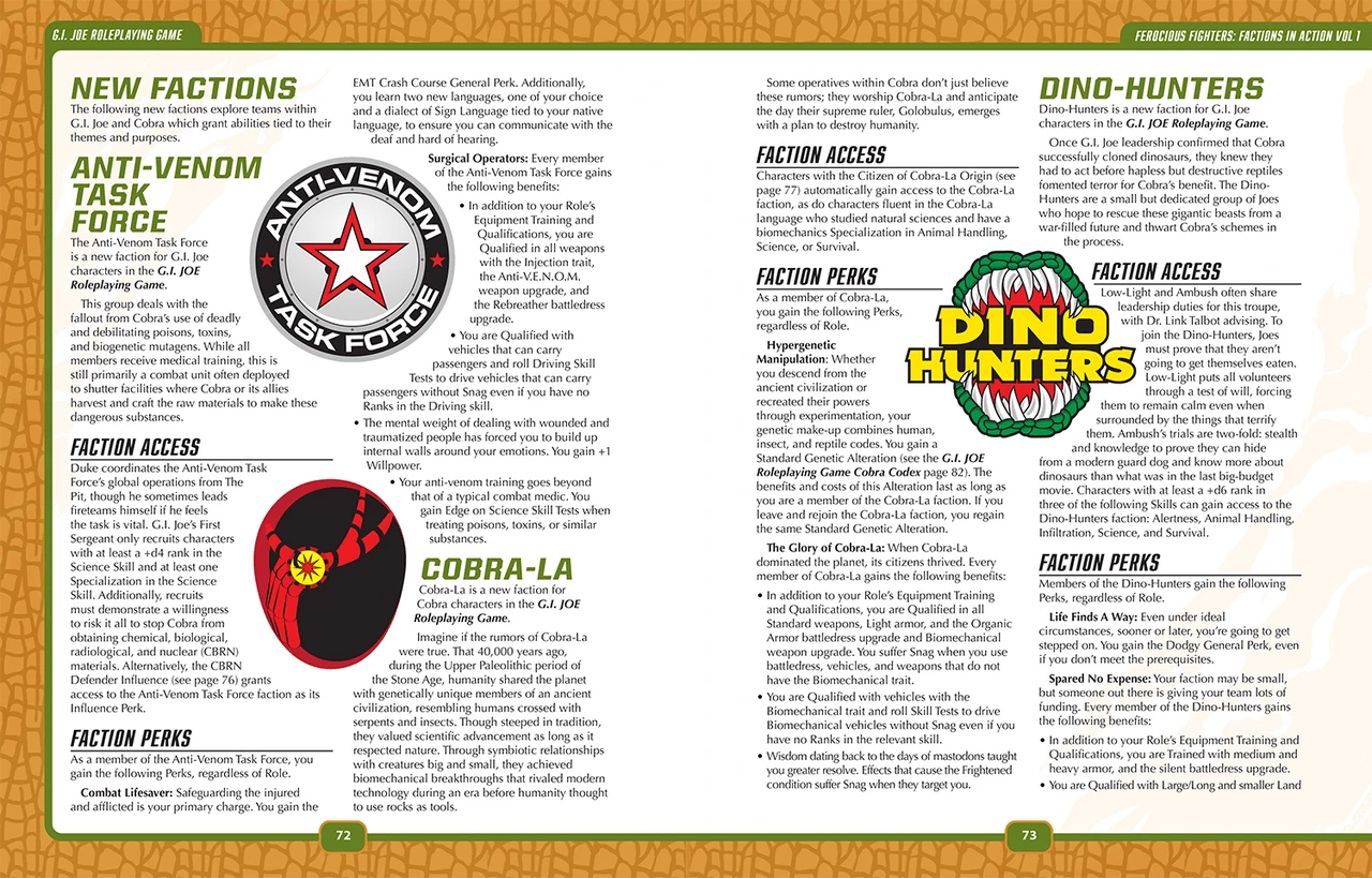 Renegade Game Studios G.I. JOE RPG Ferocious Fighters: Factions In Action Vol. 1 Sourcebook 6 Renegade Game Studios G.I. JOE RPG Ferocious Fighters: Factions In Action Vol. 1 Sourcebook - Image 6