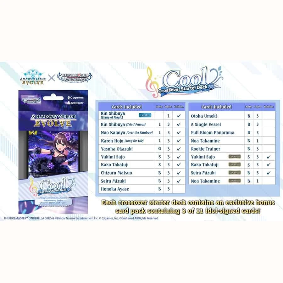 Shadowverse Evolve: Crossover Starter Deck: The Idolm@ster Cinderella Girls: Cool 1 Shadowverse Evolve: Crossover Starter Deck: The Idolm@ster Cinderella Girls: Cool