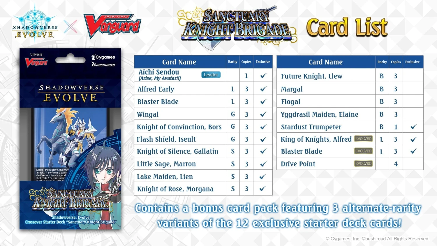 Shadowverse Evolve X Cardfight!! Vanguard Crossover Starter Deck: Sanctuary Knight Brigade (Pre-Order) 1 Shadowverse Evolve X Cardfight!! Vanguard Crossover Starter Deck: Sanctuary Knight Brigade (Pre-Order)